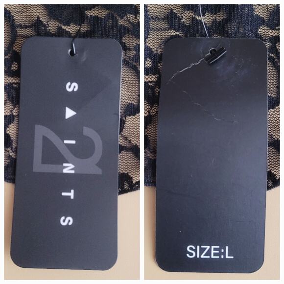 21 Saints Black Lace‎ Halter Top 90s Inspired Y2K Inspired Grunge Size Large NWT - Picture 5 of 7